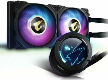 K Cooler GIGABYTE AORUS WATERFORCE X 240 All-in-one Liquid Cooler with Circular LCD Display Black