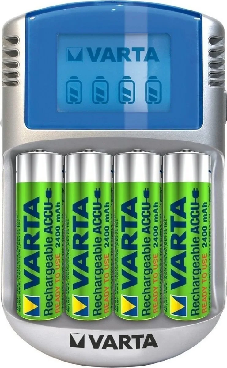 20160421165856_varta_lcd_charger_4x_aa_2600mah Varta LCD Charger 4 Μπαταριών Ni-MH Μεγέθους AA/AAA Σετ με 4x AA 2500mAh σε Γκρι χρώμα - Image 1