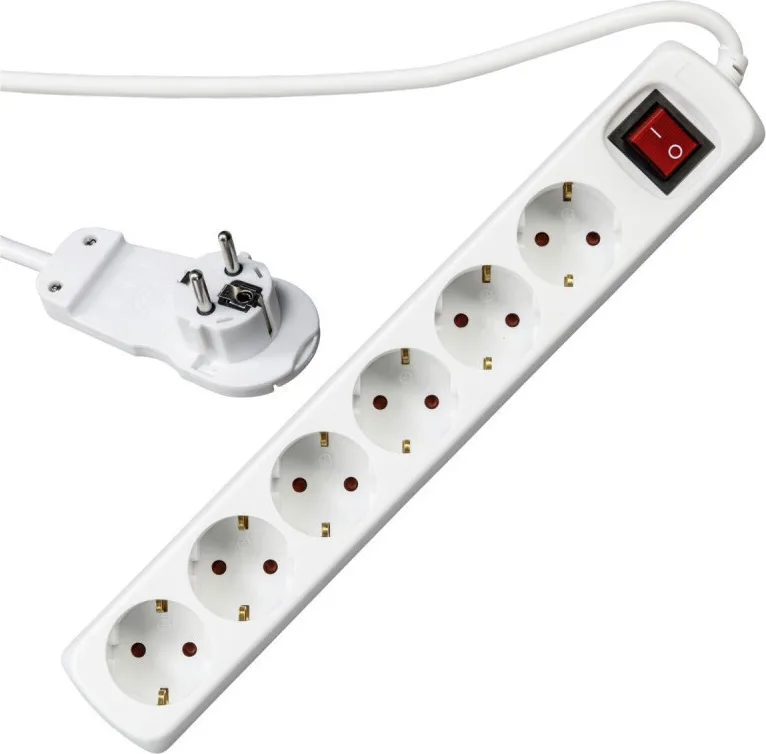 REV Multiple Socket Smart 6-fold 2m Πολύπριζο 6 Θέσεων με Διακόπτη και Καλώδιο 2m 0012626114 - Image 1