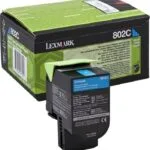 Lexmark 802 Γνήσιο Toner Laser Εκτυπωτή Κυανό Return Program 1000 Σελίδων 80C20C0