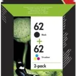 HP 62 Γνήσιο Πακέτο 2 Μελανιών Εκτυπωτή InkJet Πολλαπλό (Color) / Μαύρο (N9J71AE)