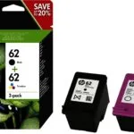 HP 62 Γνήσιο Πακέτο 2 Μελανιών Εκτυπωτή InkJet Πολλαπλό (Color) / Μαύρο (N9J71AE)