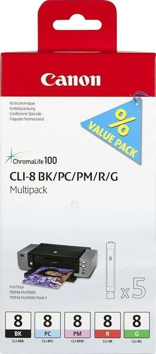 Canon CLI-8 Γνήσιο Πακέτο Μελανιών Εκτυπωτή InkJet Πολλαπλό (Color) (0620B027) - Image 1