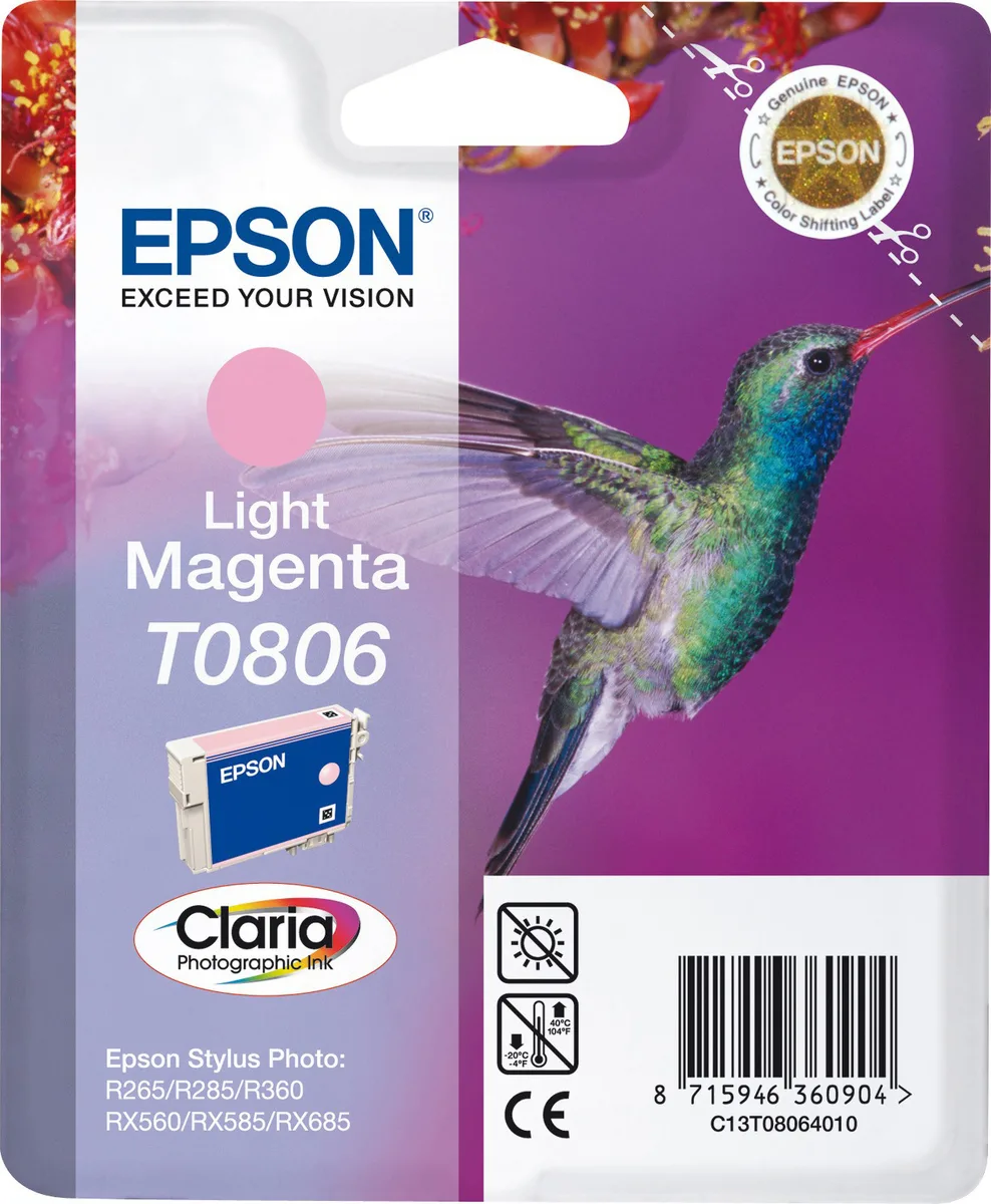 20171205165122_epson_t0806_light_magenta_c13t080640 Epson T0806 Γνήσιο Μελάνι Εκτυπωτή InkJet Ανοιχτό Ματζέντα (C13T08064011 C13T08064020) - Image 1