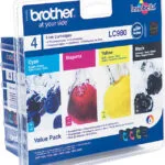 Brother LC980 Γνήσιο Πακέτο 4 Μελανιών Εκτυπωτή InkJet Κίτρινο / Κυανό / Ματζέντα / Μαύρο (LC-980VALBP)