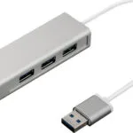 Digitus USB 3.0 Hub 3 Θυρών με σύνδεση USB-A / Ethernet Ασημί (DA-70250-1)