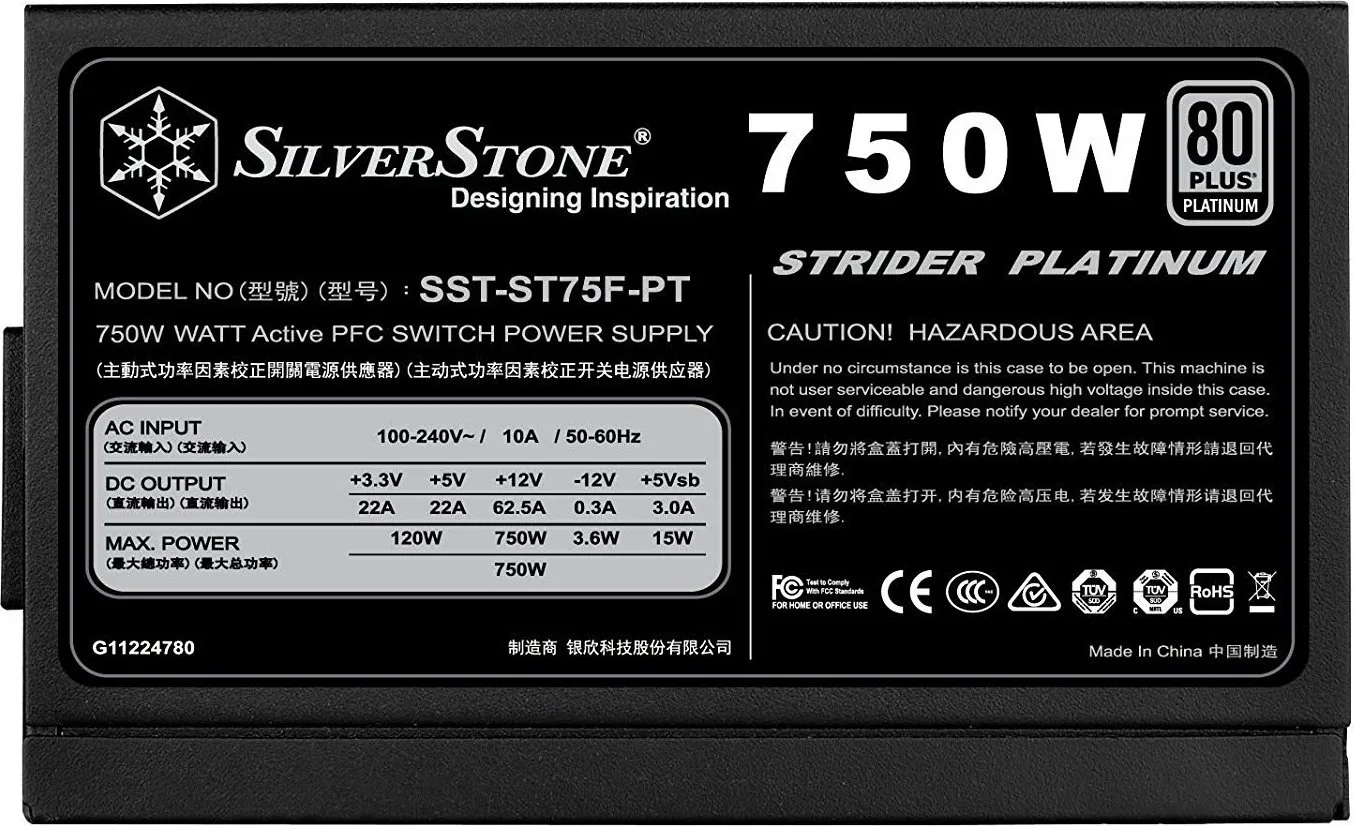 20180330134216_68b17235 Silverstone Strider Platinum 750W Μαύρο Τροφοδοτικό Υπολογιστή Full Modular 80 Plus Platinum - Image 1