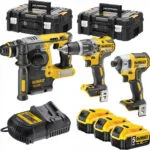 Dewalt DCK368P3T Σετ Κρουστικό Δραπανοκατσάβιδο, Παλμικό Κατσαβίδι & Πιστολέτο Brushless 18V με 3 Μπαταρίες 5Ah και Θήκη