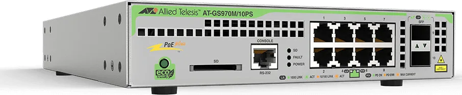 20190613110435_allied_telesis_gs970m_10ps Allied Telesis GS970M/10PS Managed L3 PoE+ Switch με 8 Θύρες Gigabit (1Gbps) Ethernet και 2 SFP Θύρες - Image 1