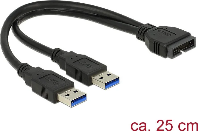 DeLock USB 3.0 pinheader male - 2x USB 3.0 male 0.25m - Image 1