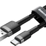 Baseus Cafule Braided USB 2.0 Cable USB-C male - USB-A 60W Μαύρο 1m (CATKLF-BG1)