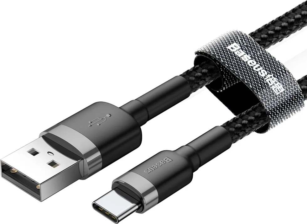 20200131122647_fc22e0bb Baseus Cafule Braided USB 2.0 Cable USB-C male - USB-A 60W Μαύρο 1m (CATKLF-BG1) - Image 1