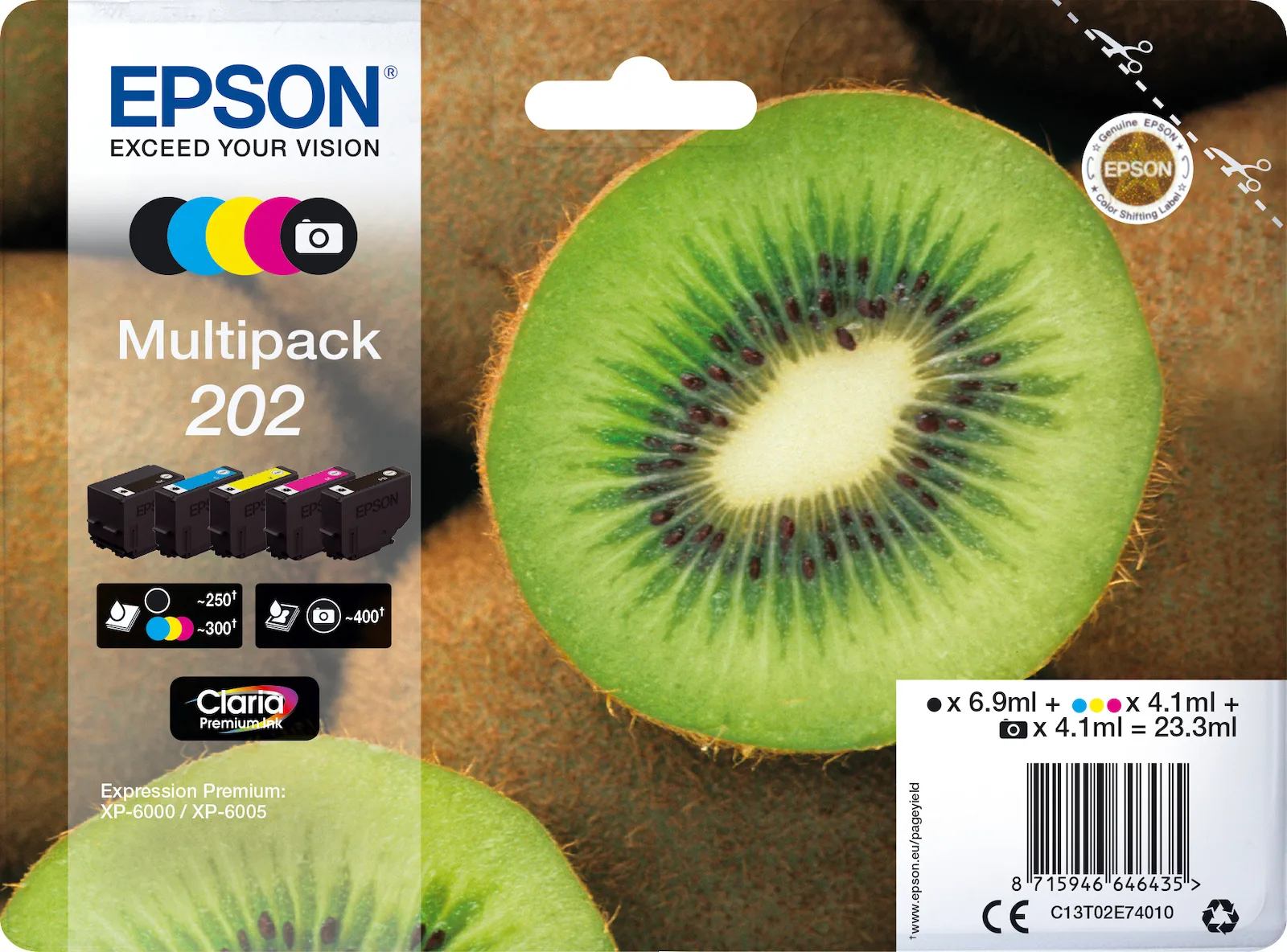20200226130814_epson_202_multipack_c13t02e740 Epson 202 Γνήσιο Πακέτο 5 Μελανιών Εκτυπωτή InkJet Photo Μαύρο / Κίτρινο / Κυανό / Ματζέντα / Μαύρο (C13T02E74010 C13T02E74020) - Image 1