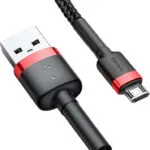 Baseus Cafule Braided USB 2.0 to micro USB Cable Μαύρο/Κόκκινο 2m (CAMKLF-C91)
