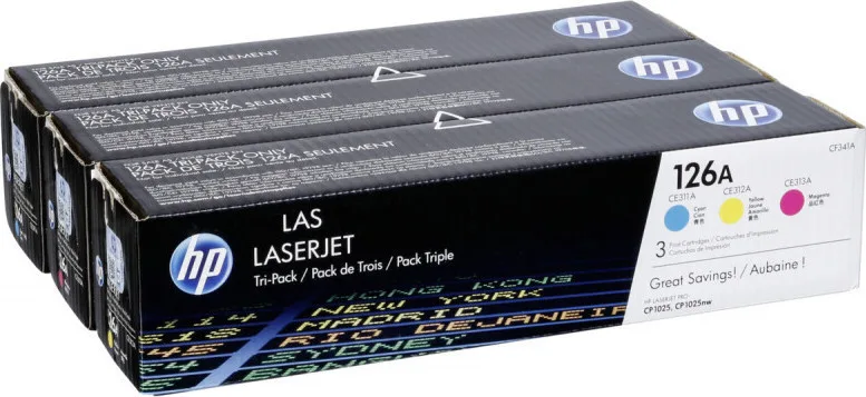 20200310145343_hp_126a_tripack_toner_cf341a HP 126A Γνήσιο Multipack Toner Laser Εκτυπωτή Κίτρινο/Κυανό/Ματζέντα 3τμχ CF341A - Image 1