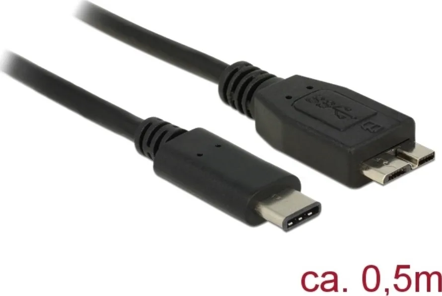 20200317172909_c0f05e47 DeLock Regular USB 3.1 Cable USB-C male - micro USB-B male Μαύρο 0.5m (83676) - Image 1