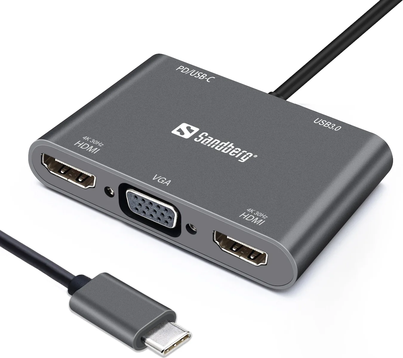 20200421165536_sandberg_usb_c_dock Sandberg USB-C Docking Station με HDMI 4K PD και συνδεση 2 Οθονών Μαύρο (136-35) - Image 1