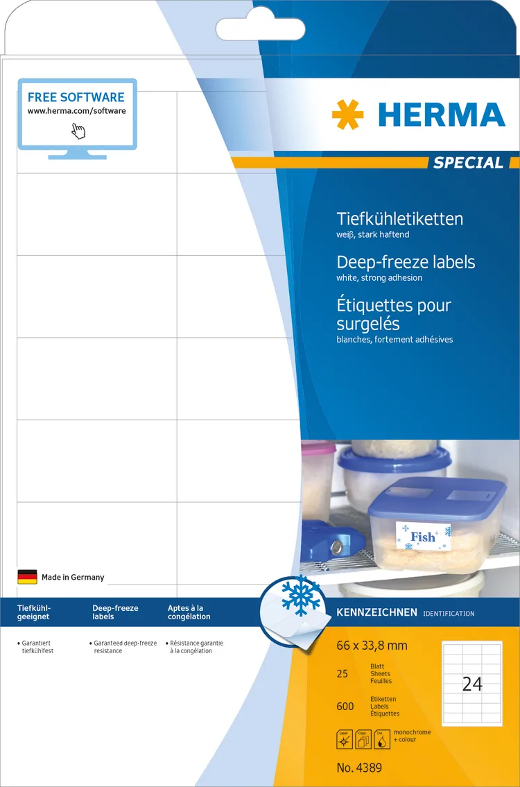 Herma 600 Αυτοκόλλητες Ετικέτες Α4 Ορθογώνιες 4389 66x33.8mm - Image 1