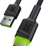 Green Cell Cell Ray Braided / LED USB 2.0 Cable USB-C male - USB-A Πράσινο 1.2m (KABGC06)