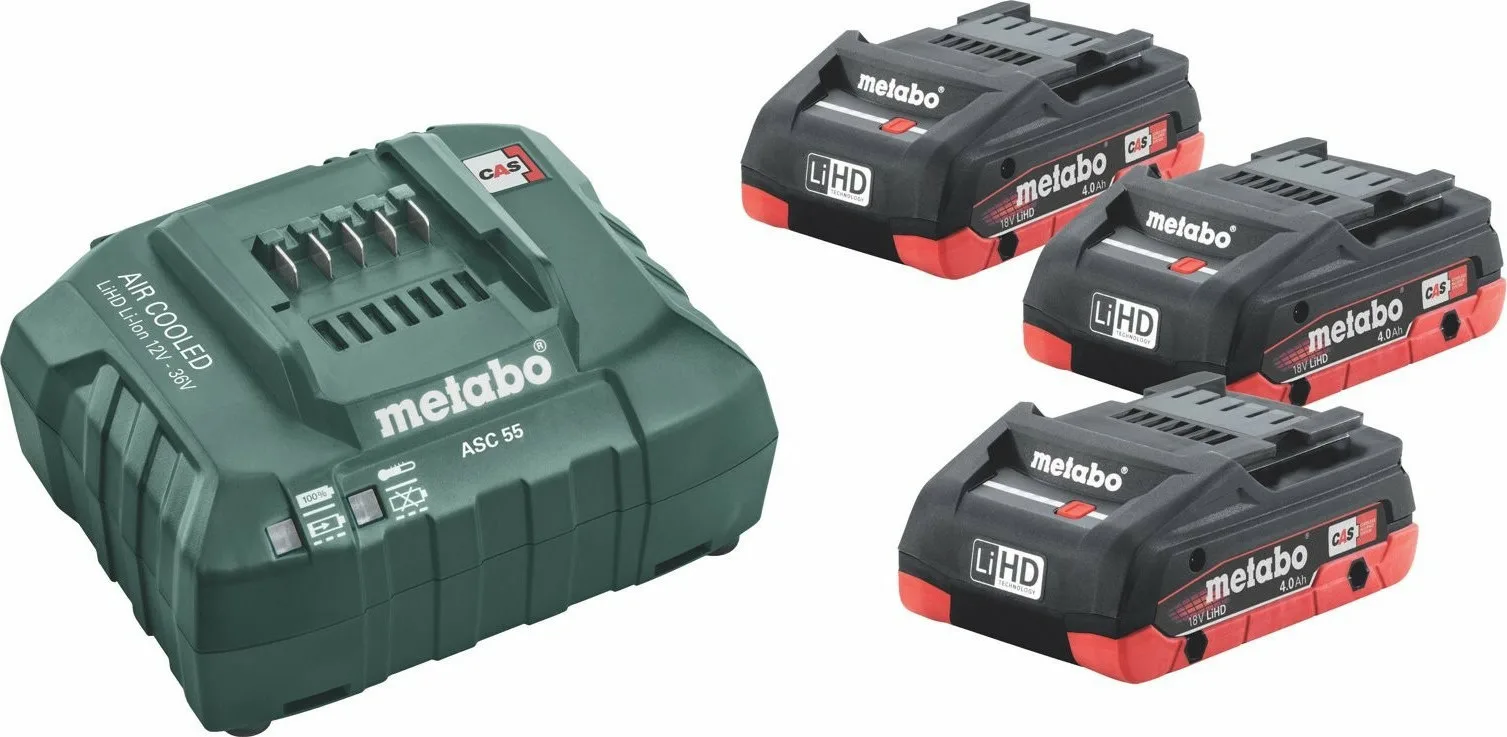 Metabo Σετ 3 Μπαταριών Εργαλείου 18V Χωρητικότητας 4Ah με Φορτιστή 685132000 - Image 1