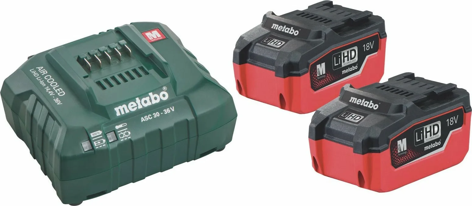 Metabo Σετ 2 Μπαταριών Εργαλείου Λιθίου 18V Χωρητικότητας 5.5Ah με Φορτιστή 685122000 - Image 1
