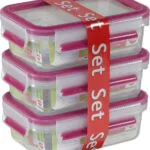 Emsa Clip & Close Σετ Δοχεία Φαγητού Πλαστικά Pink 12.5x17.5cm 515582 3τμχ
