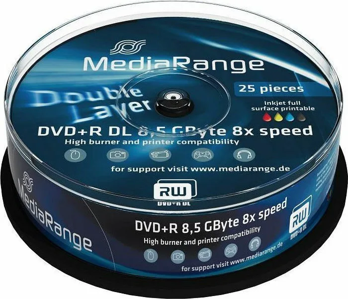 20200917102918_c350b18c MediaRange Εγγράψιμα DVD+R 8x Dual Layer 8.5GB Cake Box 25τμχ MR474 - Image 1
