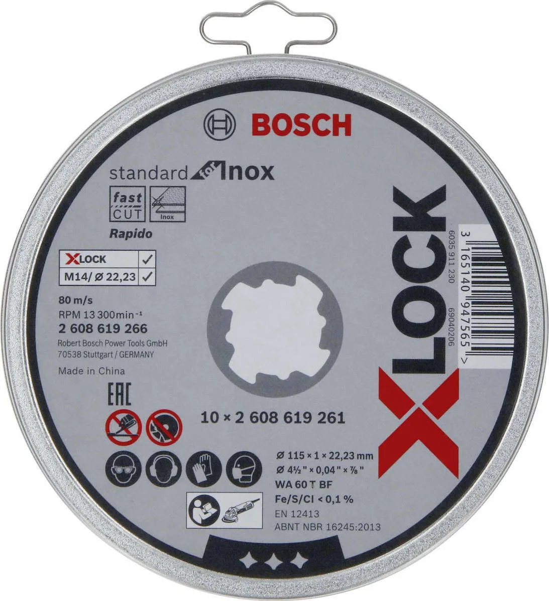 20200923112006_bosch_x_lock_cutting_disc_set_inox_2608619266_115mm_10tmch Bosch Δίσκος Κοπής Μετάλλου με 60 Δόντια 115mm 10τμχ 2608619266 - Image 1