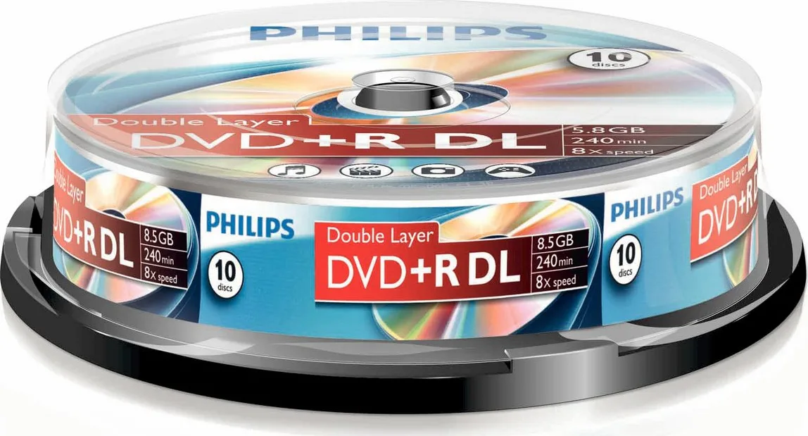 Philips Εγγράψιμα DVD+R 8x Dual Layer 8.5GB Cake Box 10τμχ DR8S8B10F/00 - Image 1