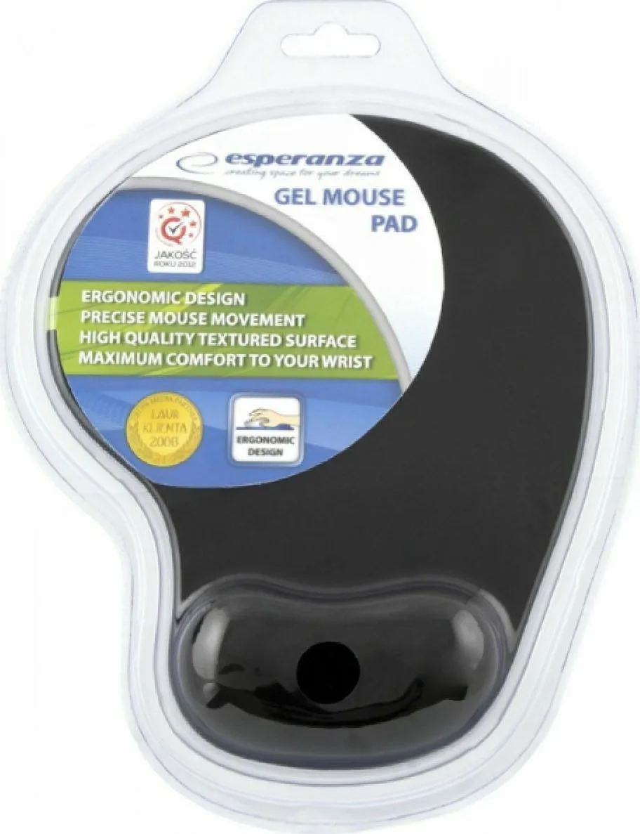 20201111143823_1e89b732 Esperanza Gel Mouse Pad 230mm με Στήριγμα καρπού Μαύρο - Image 1