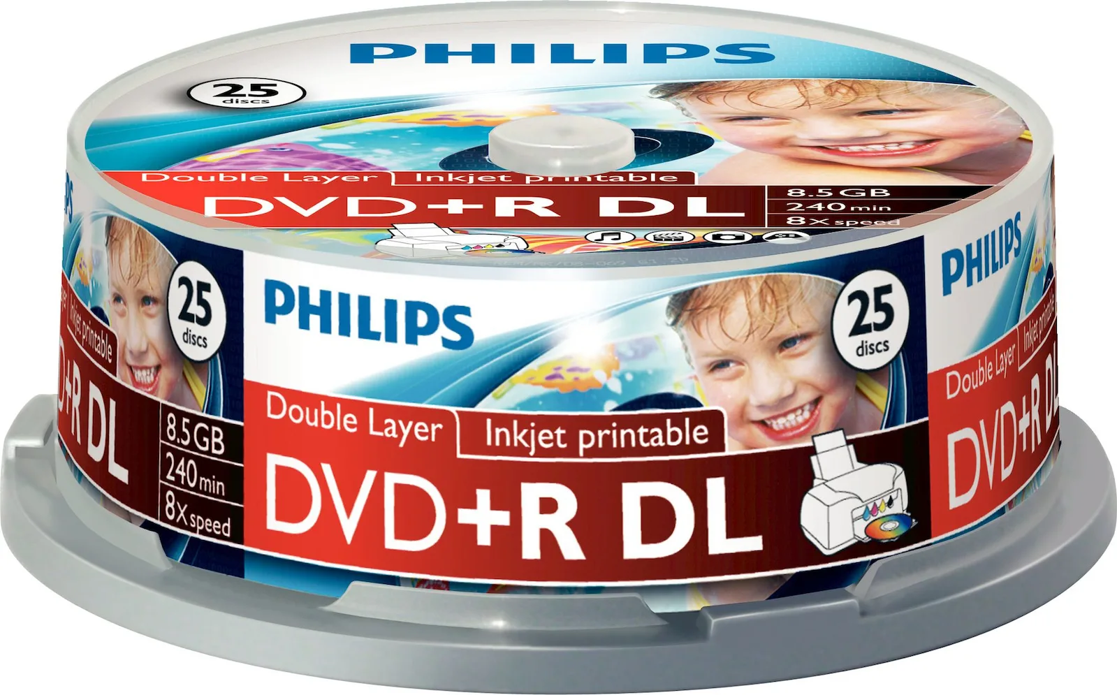 Philips Εγγράψιμα DVD+R 8x Dual Layer 8.5GB Cake Box 25τμχ DR8I8B25F/00 - Image 1