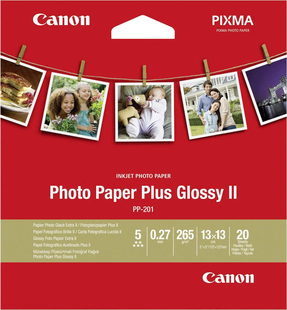 Canon PP-201 Φωτογραφικό Χαρτί Plus ΙΙ 13x13 265gr/m² για Εκτυπωτές Inkjet 20 Φύλλα - Image 1
