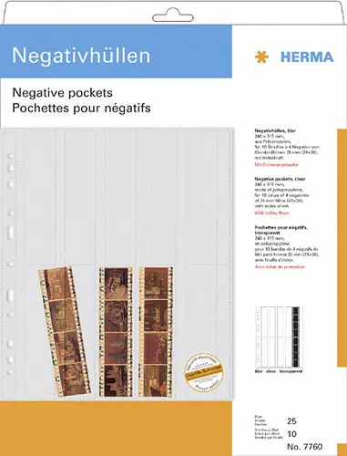 20201120125350_herma_negative_pockets_pp_clear_25_sheets_4_strips_7760 Herma Negative pockets PP clear 25 Sheets/4-Strips Εξοπλισμός Σκοτεινού Θαλάμου 7760 - Image 1