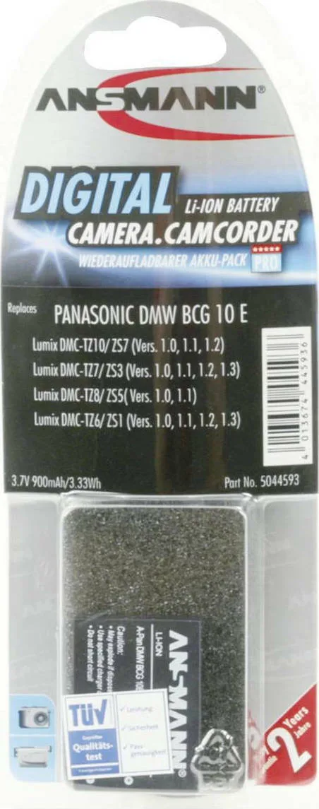 20201120155519_ansmann_a_pan_for_dmw_bcg10_panasonic Ansmann Μπαταρία Φωτογραφικής Μηχανής A-Pan DMW-BCG10 5044593 Ιόντων-Λιθίου (Li-ion) 900mAh Συμβατή με Panasonic - Image 1