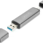 Digitus Card Reader USB 3.0 Type-C για SD/microSD Γκρι (DA-70886)