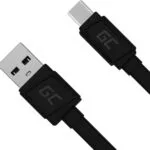 Green Cell Flat USB 2.0 Cable USB-C male - USB-A Μαύρο 0.25m (KABGC03)