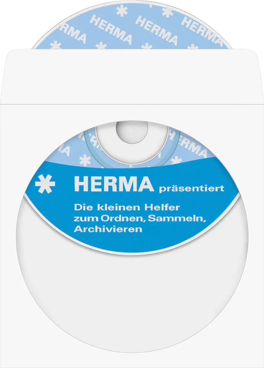 20201216163713_herma_thikes_cd_chartines_100_tmch_1140 Herma Φάκελος για 1 Δίσκο με Διάφανη Πρόσοψη σε Λευκό Χρώμα 1140 100τμχ - Image 1