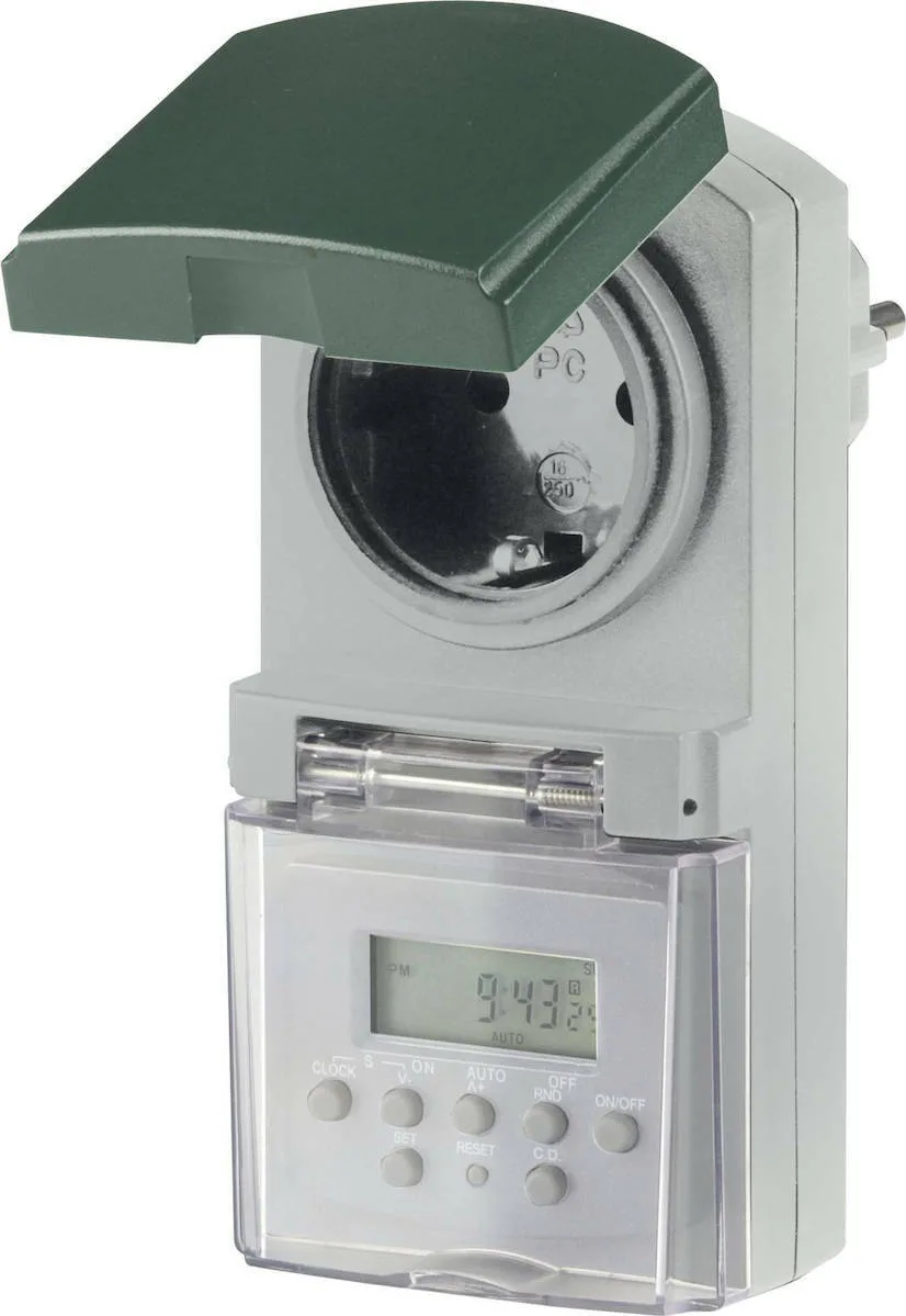 20201228155051_rev_digital_timer_outdoor REV Ψηφιακός Χρονοδιακόπτης Πρίζας Ημερήσιος / Εβδομαδιαίος με Δυνατότητα Αντίστροφης Μέτρησης και Τυχαίου Προγραμματισμού Εξωτερικού Χώρου IP44 - Image 1