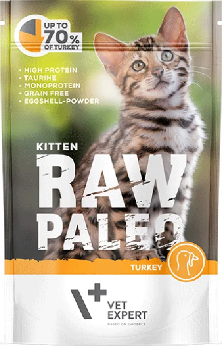 20201231140257_vet_expert_raw_paleo_kitten_galopoula_100gr VetExpert Raw Paleo Kitten Υγρή Τροφή για Ανήλικες Γάτες σε Φακελάκι με Γαλοπούλα χωρίς Σιτηρά & Γλουτένη 100gr - Image 1