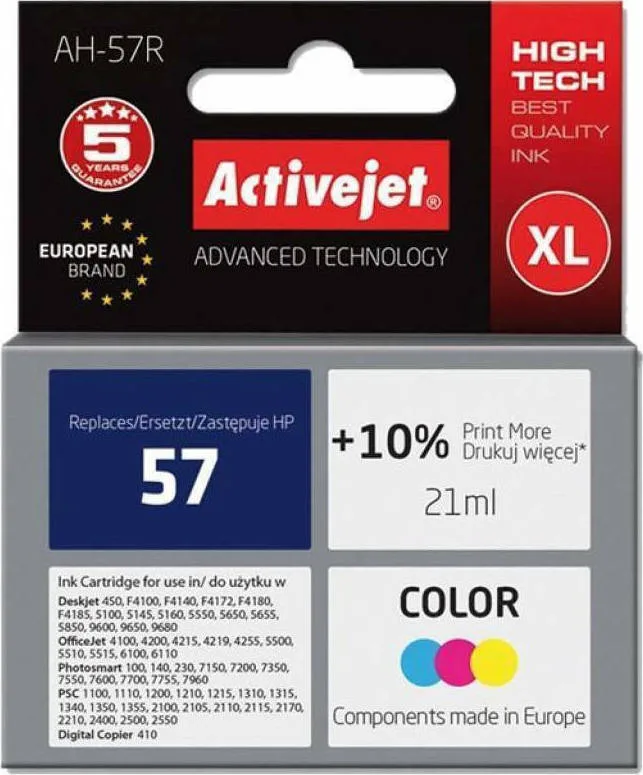 Active Jet Συμβατό Μελάνι Εκτυπωτή InkJet HP 57 C6657A 21ml Πολλαπλό (Color) - Image 1