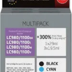 Active Jet Πακέτο Συμβατών Μελανιών Εκτυπωτή InkJet Brother LC980BK/C/M/Y LC1100BK/C/M/Y Πολλαπλό (Color) / Μαύρο 4τμχ ABB-1100NX