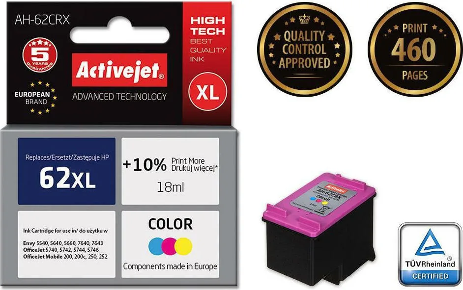 Active Jet Συμβατό Μελάνι Εκτυπωτή InkJet HP 62XL C2P07AE 460 Σελίδων 18ml Πολλαπλό (Color) - Image 1