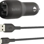 Belkin Φορτιστής Αυτοκινήτου 24W 2.4A με Θύρες: 2xUSB μαζί με Καλώδιο Lightning Μαύρος CCD001BT1MBK
