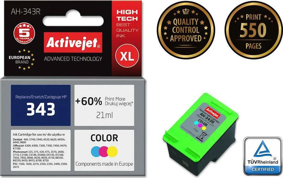 Active Jet Συμβατό Μελάνι Εκτυπωτή InkJet HP 343 C8766EE 21ml Πολλαπλό (Color) 1τμχ AH-343R - Image 1