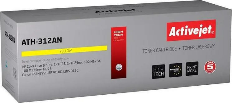 20210122150902_active_jet_symvato_toner_hp_ce312a_canon_crg_729y_yellow Active Jet Συμβατό Toner για Laser Εκτυπωτή HP 126A CE312A / Canon CRG-729Y 1000 Σελίδων Κίτρινο - Image 1
