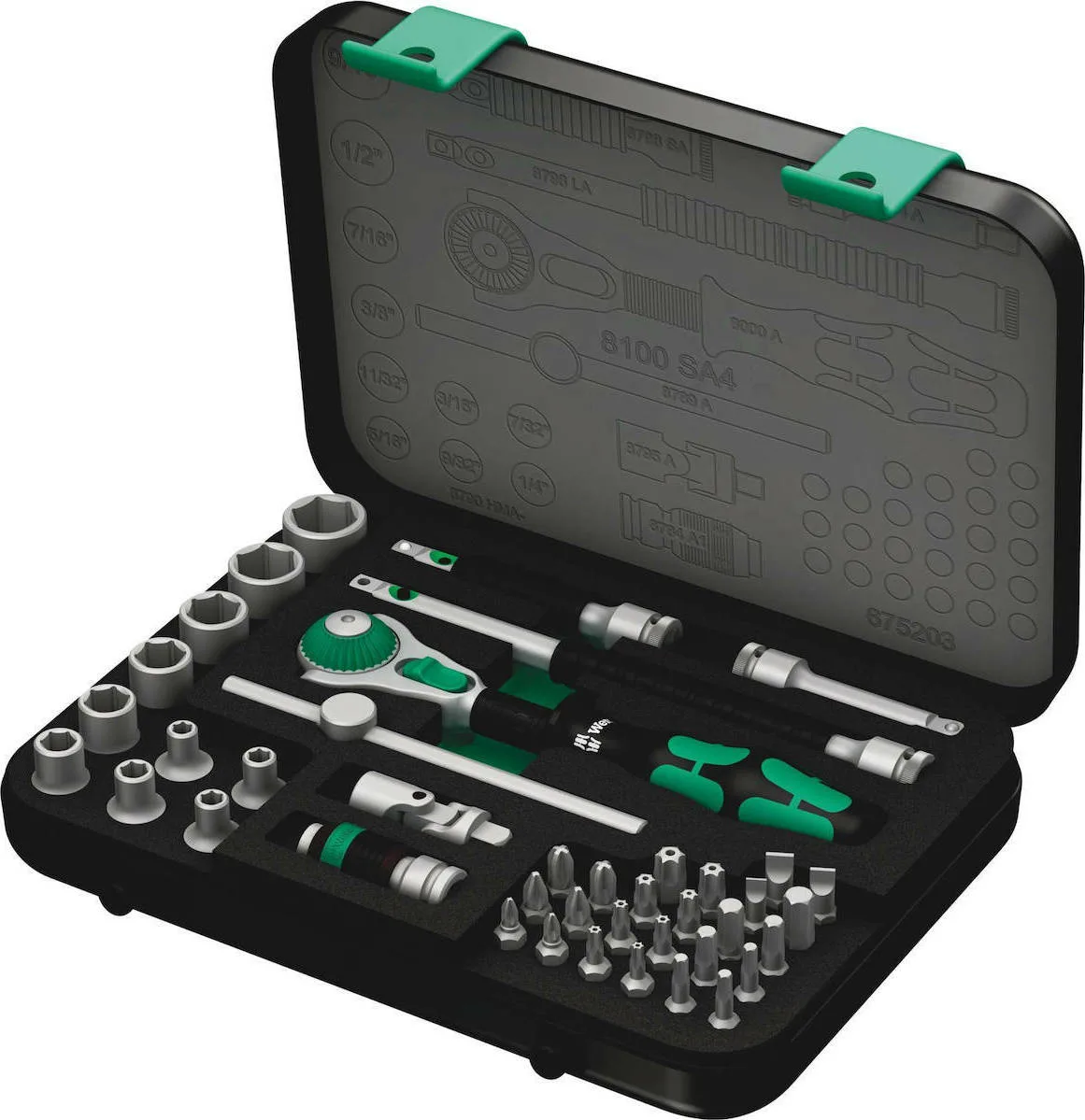 20210125131742_wera_8100_sa_4_speed_ratchet_set_05003535001_1_4_41tmch Wera 8100 SA 4 Speed Ratchet Set Καστάνια με Καρυδάκια 14" 41τμχ - Image 1