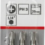 Bosch Σετ 3 Μύτες Κατσαβιδιού Σταυρός 2607001515