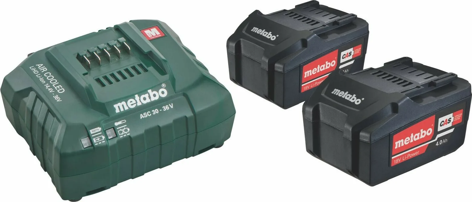 Metabo Σετ 2 Μπαταριών Εργαλείου Λιθίου 18V Χωρητικότητας 4Ah με Φορτιστή 685050000 - Image 1