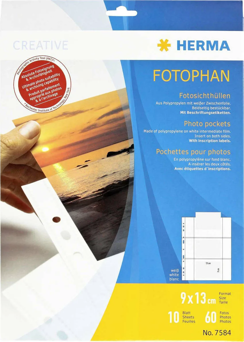 20210222162617_herma_fotophan_9x13_horiz_10_sheets_7584 Herma Πλαστικές Ζελατίνες για Φωτογραφίες Τύπου "Π" με Τρύπες 10τμχ 9x13 7584 - Image 1