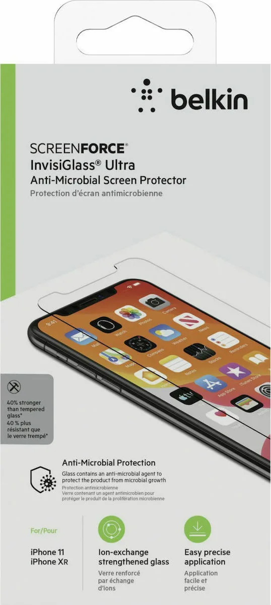 Belkin ScreenForce InvisiG.Ultra Antimic Tempered Glass (iPhone 11 Pro / X / XS) F8W942zz-AM - Image 1